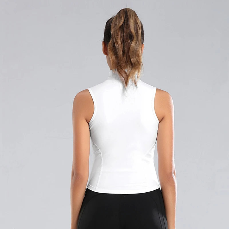 Back View of Lady in a Sleeveless Sports Vest