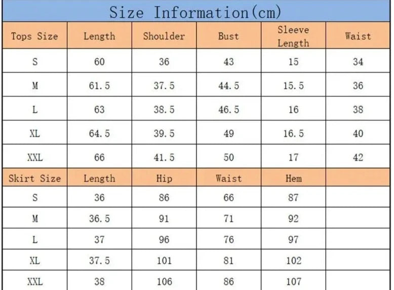 Size Chart to Buy KeneChic Golf Skirt