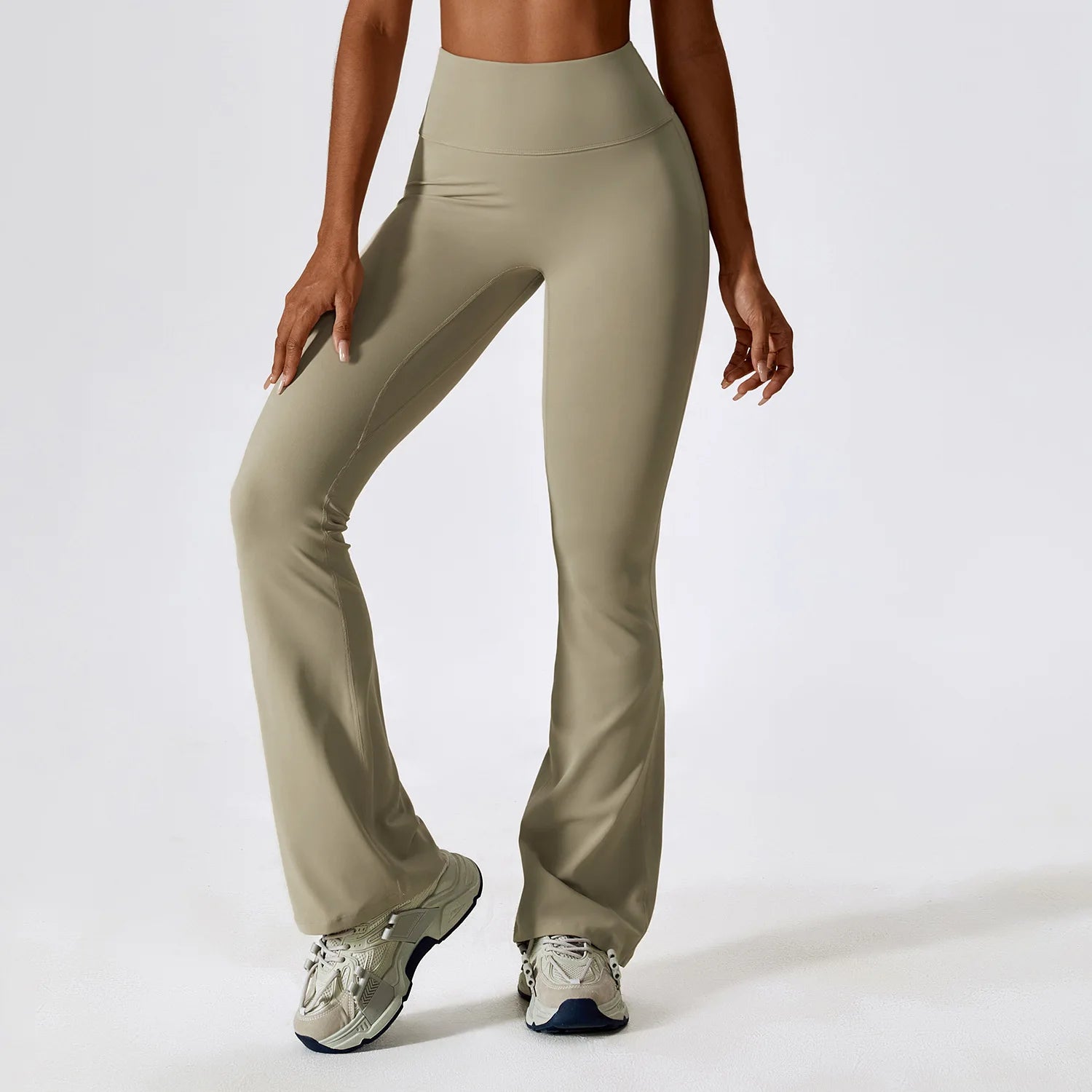 Khaki Colored Women's Flared Bottom Gym Tights