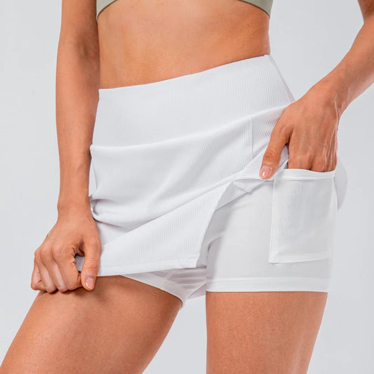 Closeup of High Waist Side Slit Sports Skirt