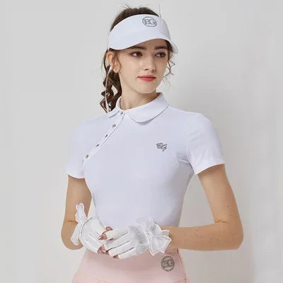 Pretty Lady in a Fashionable Golf Shirt